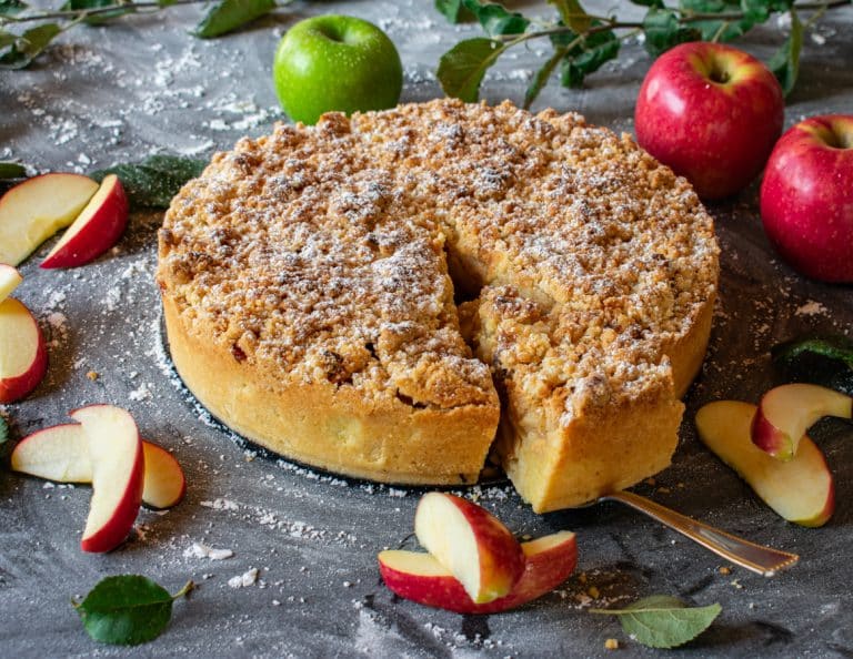 Apple crumble cake gâteau pommes recette cuisine part