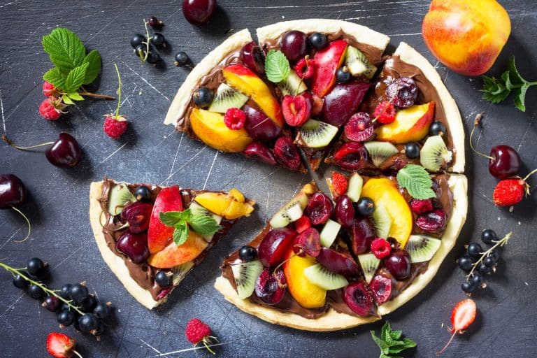 pizza sucrée chocolat fruits recette cuisine vegan végétarienne