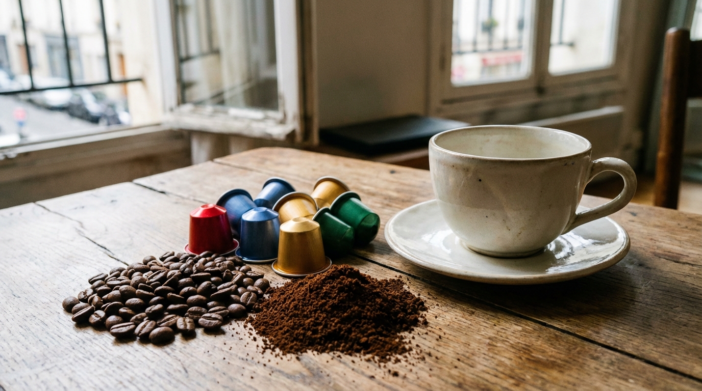 Café en grain, moulu ou en capsules : quel format privilégier pour concilier plaisir des arômes, prix par tasse et impact sur l’environnement ?