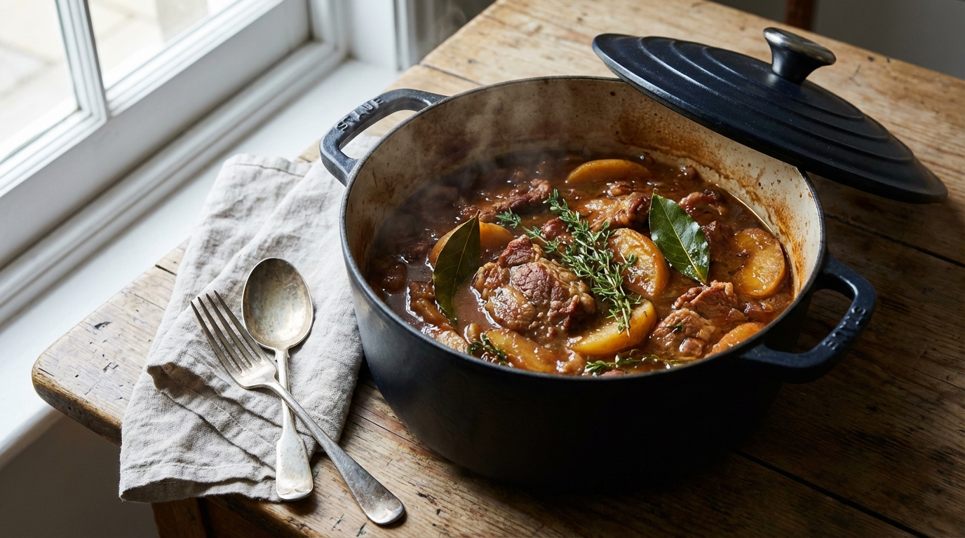 « Je ne cuisine plus jamais le porc autrement » : cette cocotte végétale aux pommes fond en bouche sans une goutte de crème