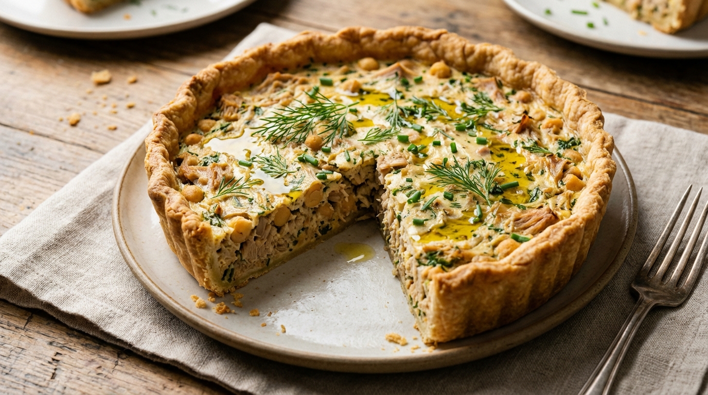 « Je n’achète plus jamais de pâte toute prête » : cette quiche vegan au thon végétal fond en bouche et se prépare les yeux fermés