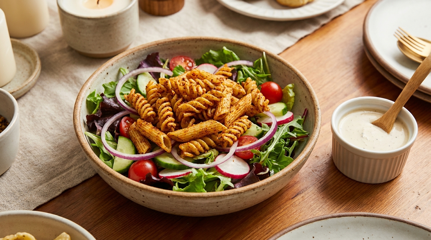 « Pourquoi ça croque autant ? » : cette salade de pâtes tiède aux légumes de printemps intrigue tout le monde à table