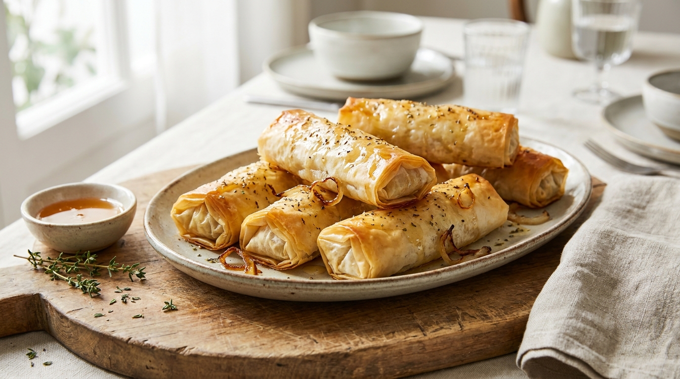 « Personne n’a cru que c’était vegan » : ces petits rouleaux dorés au chèvre végétal et oignons caramélisés ont bluffé toute ma tablée