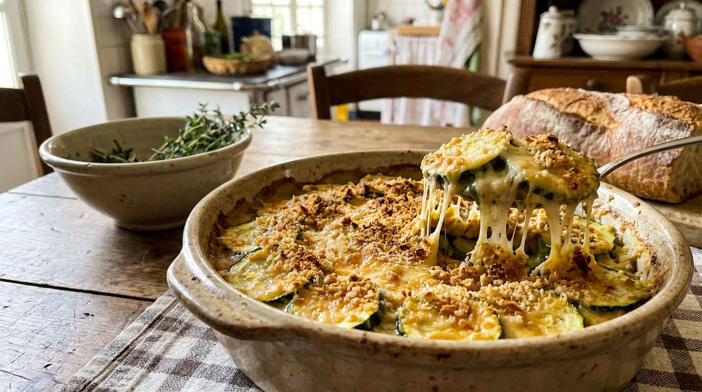 Ni crème, ni fromage, et pourtant ça gratine et ça file : la recette vegan de courgettes au four qui rend fou les sceptiques