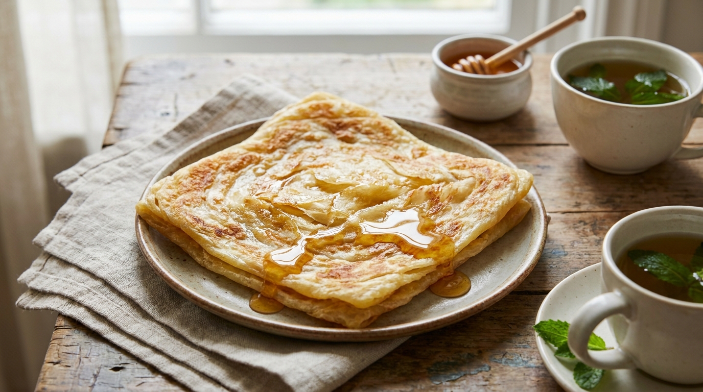 Trois plis, une poêle chaude et du miel qui coule entre les feuillets : ce goûter vegan rend les crêpes bien fades en comparaison