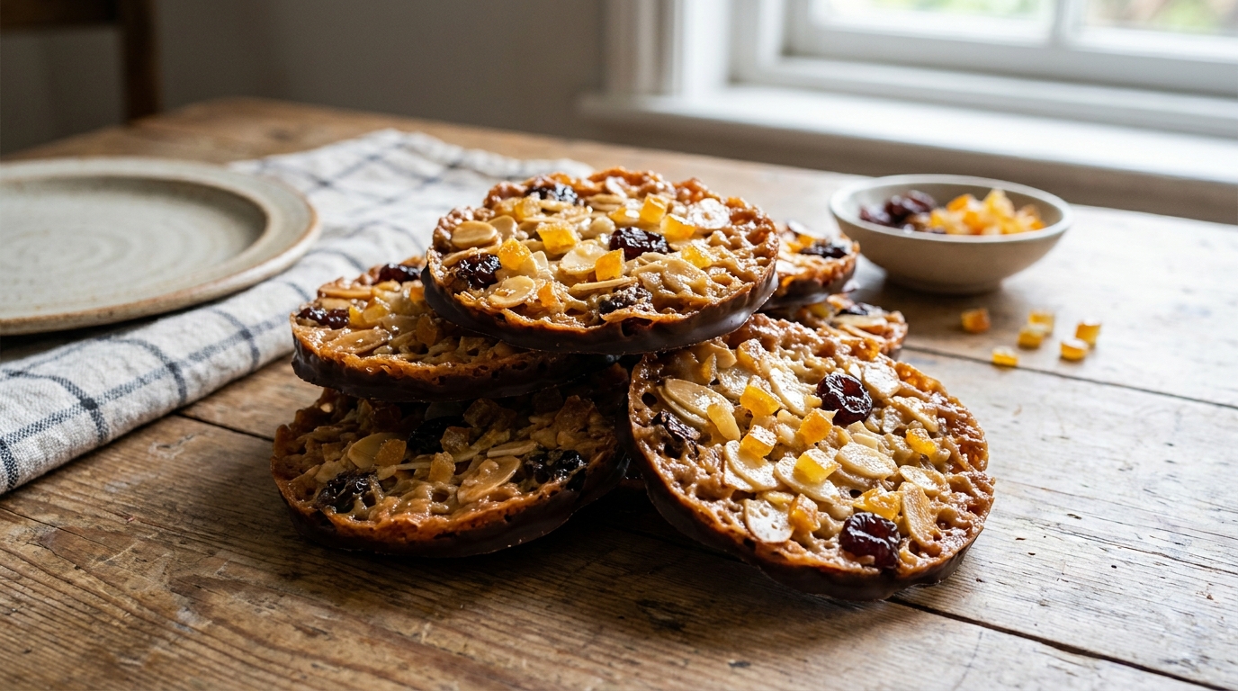 Apéro sucré improvisé ? Ces florentins croustillants aux amandes et fruits confits se préparent en un rien de temps et font l’unanimité