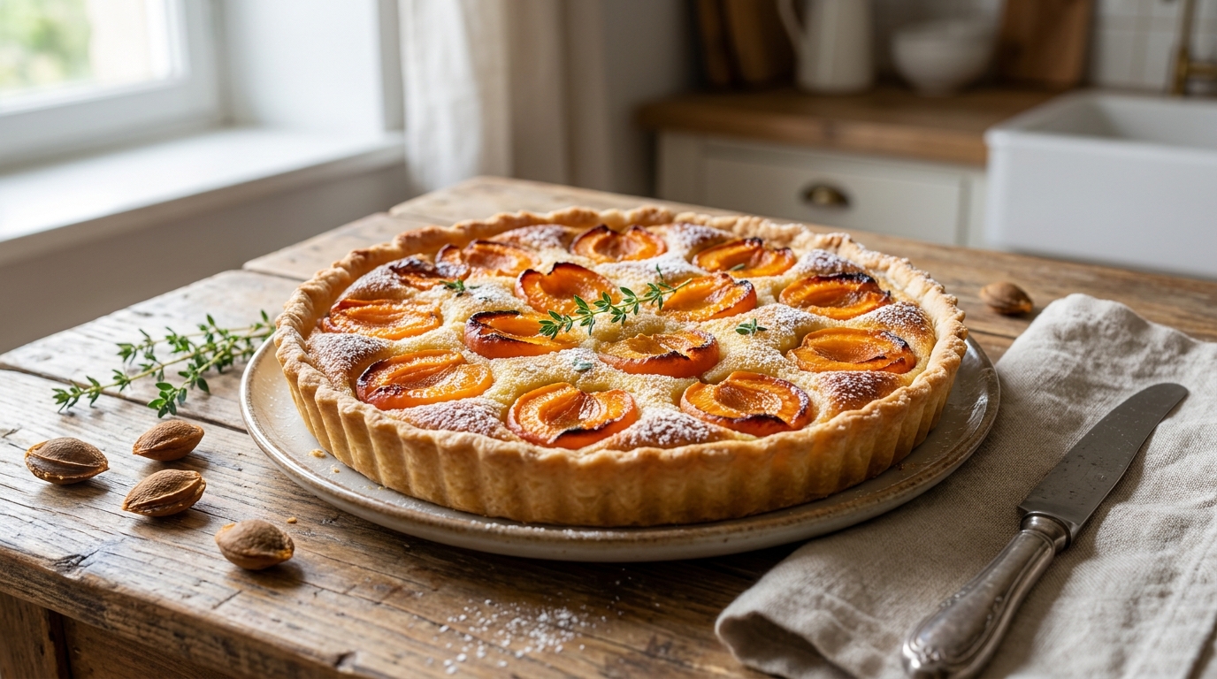 J’ai coupé des abricots du jardin en deux et ajouté une poudre que je n’utilise jamais en pâtisserie : au goûter, plus une miette sur le plat