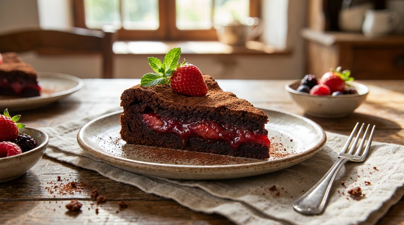 J&rsquo;ai démoulé ce moelleux au chocolat devant mes invités : en coupant la première part, la couleur à l&rsquo;intérieur a fait taire toute la table
