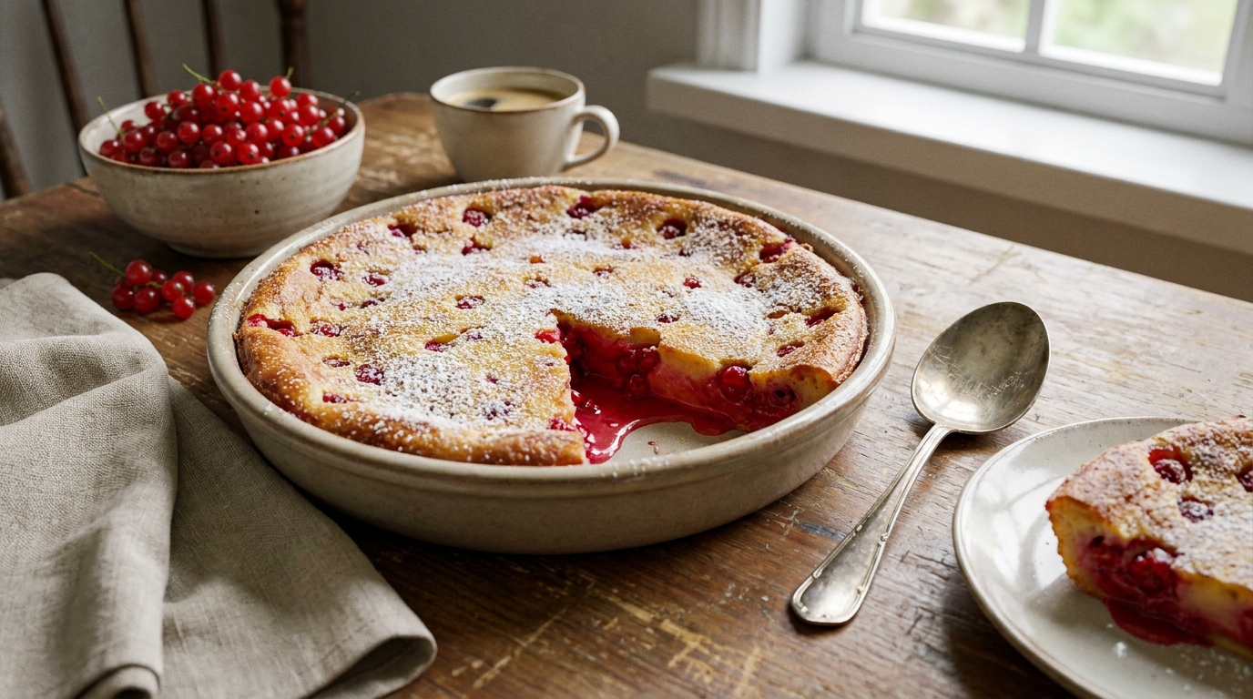 J&rsquo;ai mis les groseilles entières dans mon clafoutis comme tout le monde : en coupant la première part, j&rsquo;ai compris pourquoi le mien était trop liquide