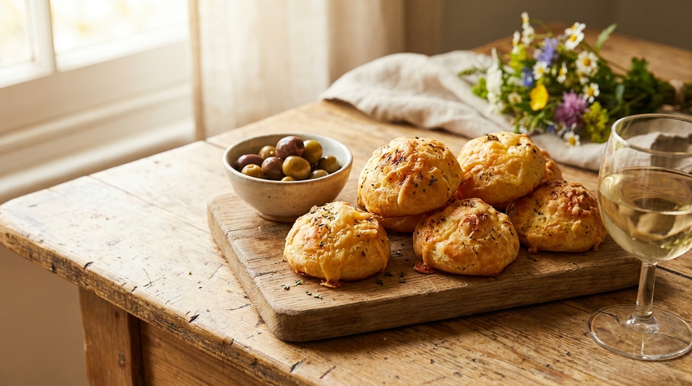 Je servais toujours des chips à l&rsquo;apéro : depuis qu&rsquo;on m&rsquo;a montré ces gougères au chèvre et aux herbes fraîches, mes invités ne réclament plus que ça
