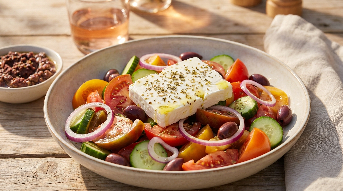 La salade grecque qui réveille l’été en une bouchée : le geste tout simple qui change tout