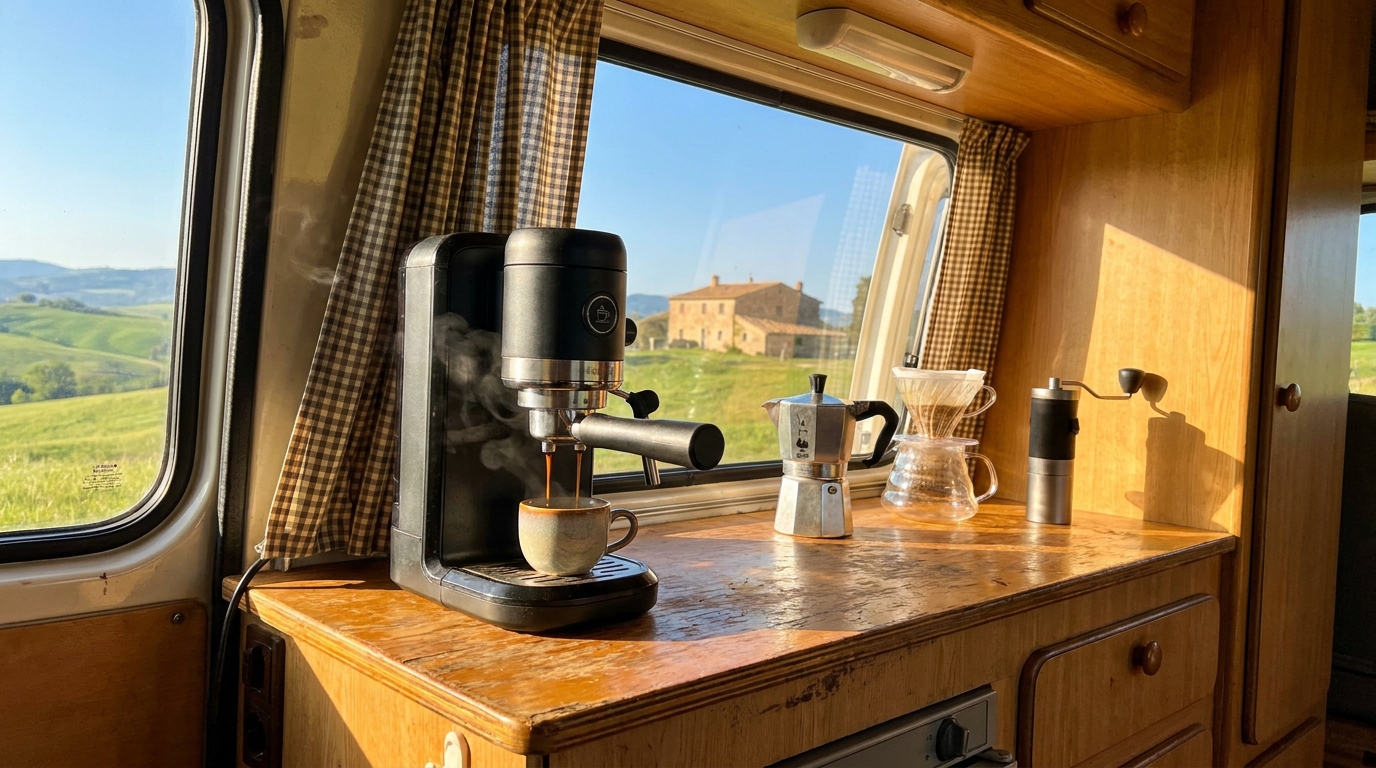 Préparer un espresso en van aménagé : 4 appareils pour trouver la meilleure machine à café