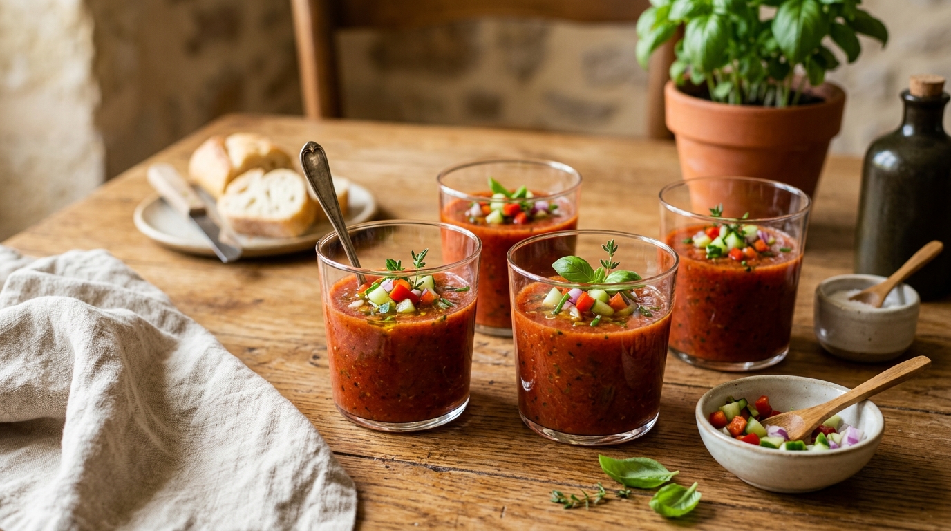 Fraîcheur absolue et saveurs intenses : le secret insoupçonné qui métamorphose totalement vos petites verrines de gaspacho