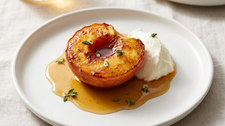 J'ai enfourné mes pêches trop fermes avec du thym et du sirop d'érable juste pour voir : mes invités m'ont demandé de quel...