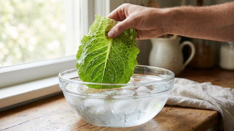 J'ai plongé ma salade toute flétrie dans un saladier d'eau glacée juste pour tester : 15 minutes plus tard, mes invités on...