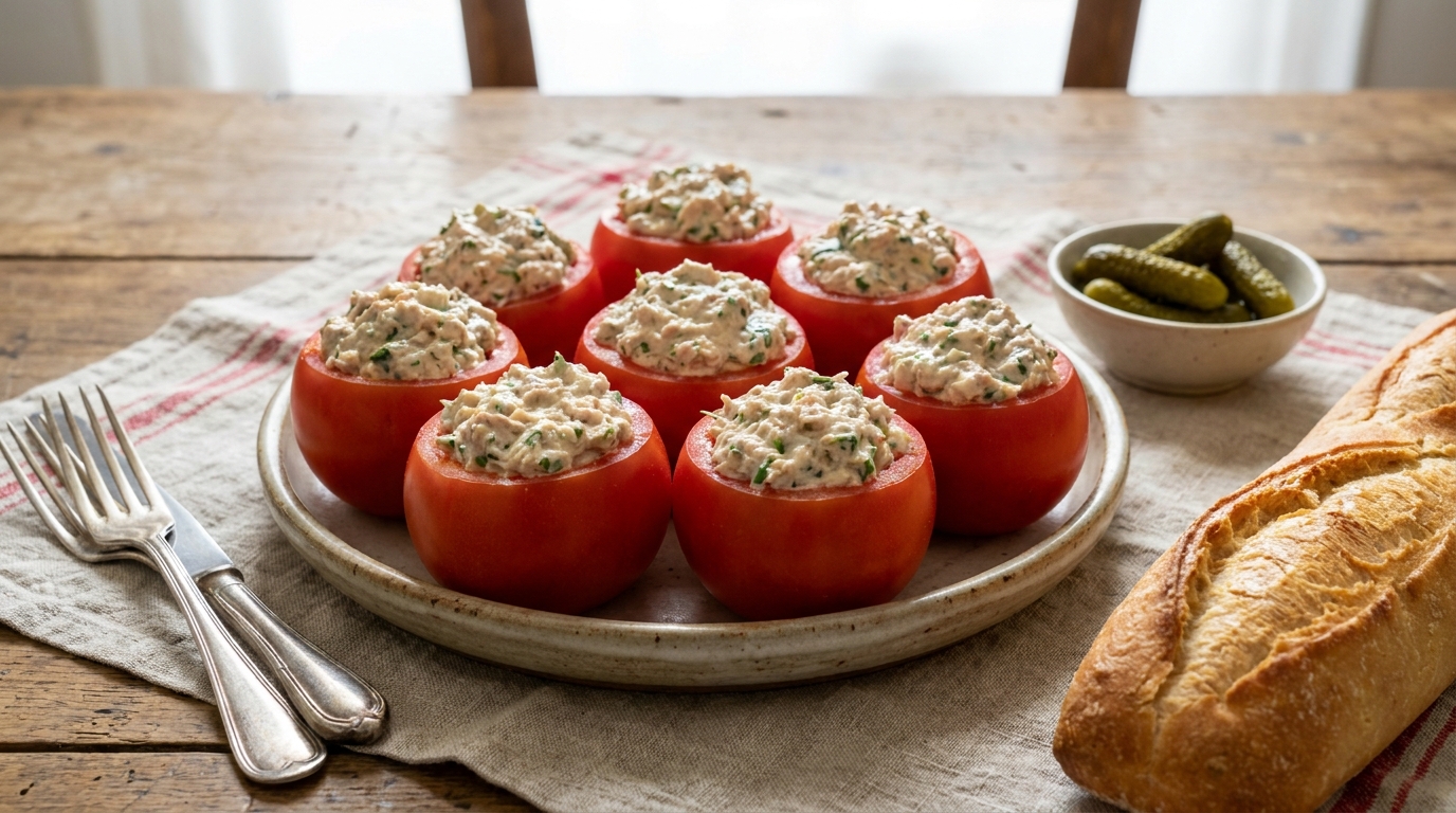 Ma tante ne farcit jamais ses tomates chaudes en plein été et ce n’est pas par paresse : sa garniture des années 70 fait toujours son effet
