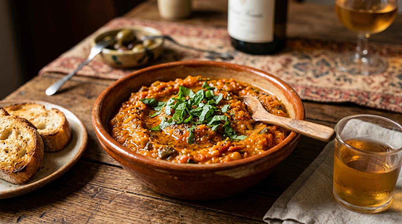 Ma voisine ne met jamais de crème dans sa tartinade d&rsquo;aubergine et ce n&rsquo;est pas par régime : ce qu&rsquo;elle ajoute au mixeur lui donne cette couleur rouge orangé