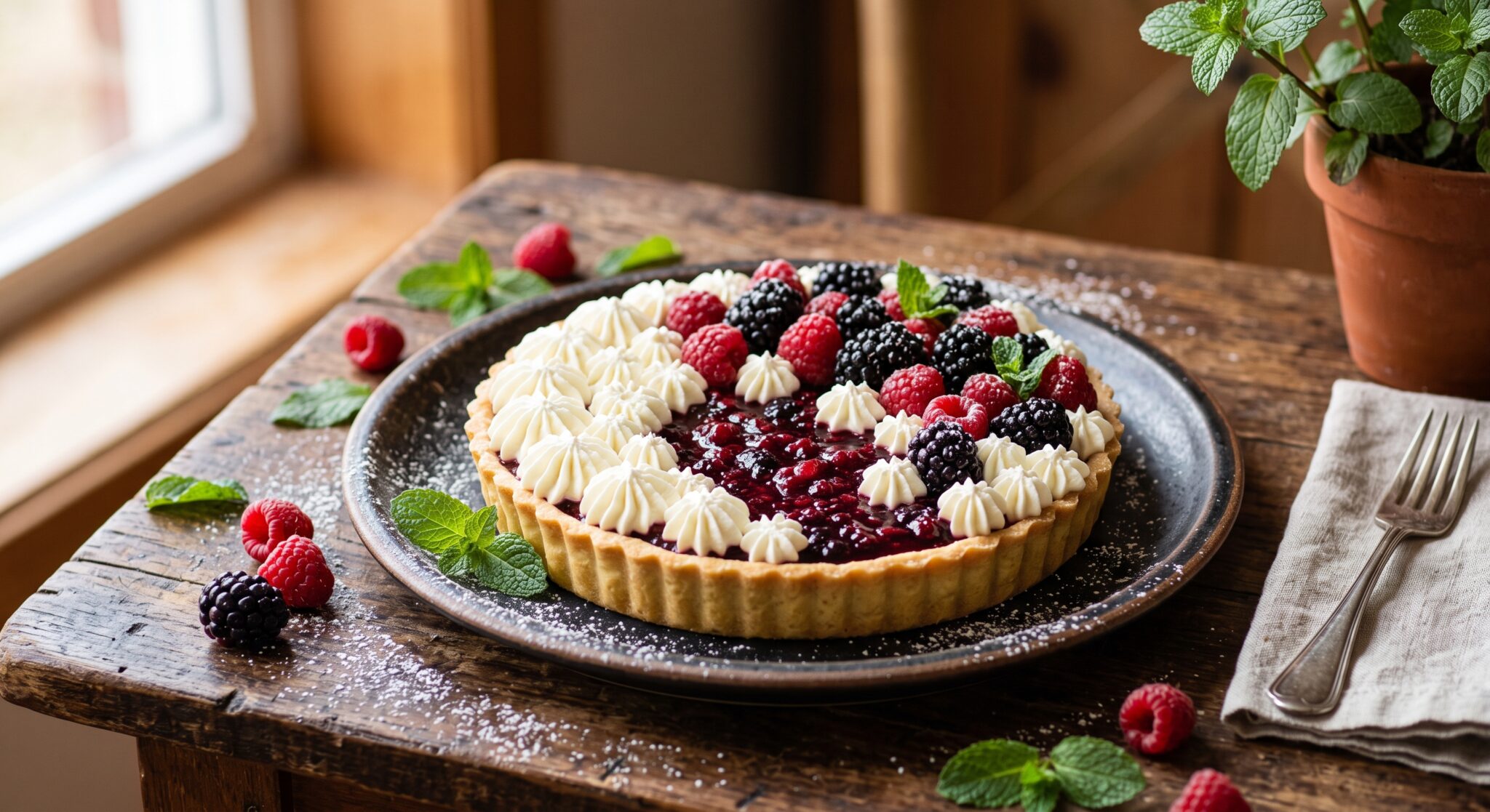 Tarte aux fruits rouges et crème végétale montée : le secret d’un pochage aérien, léger et réussi à tous les coups