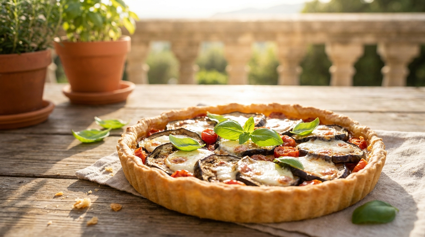 En empilant sans réfléchir des rondelles fines d&rsquo;aubergine et de tomate sur une pâte, j&rsquo;ai littéralement fait croire à mes invités qu&rsquo;ils mangeaient dans une trattoria