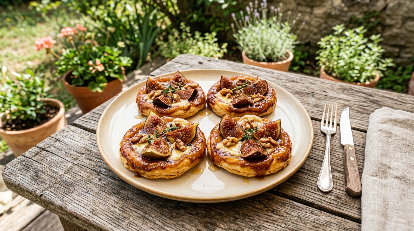 J’ai enfourné mes figues à l’envers sous une pâte feuilletée juste pour tester : mes invités ont réclamé la recette avant le dessert