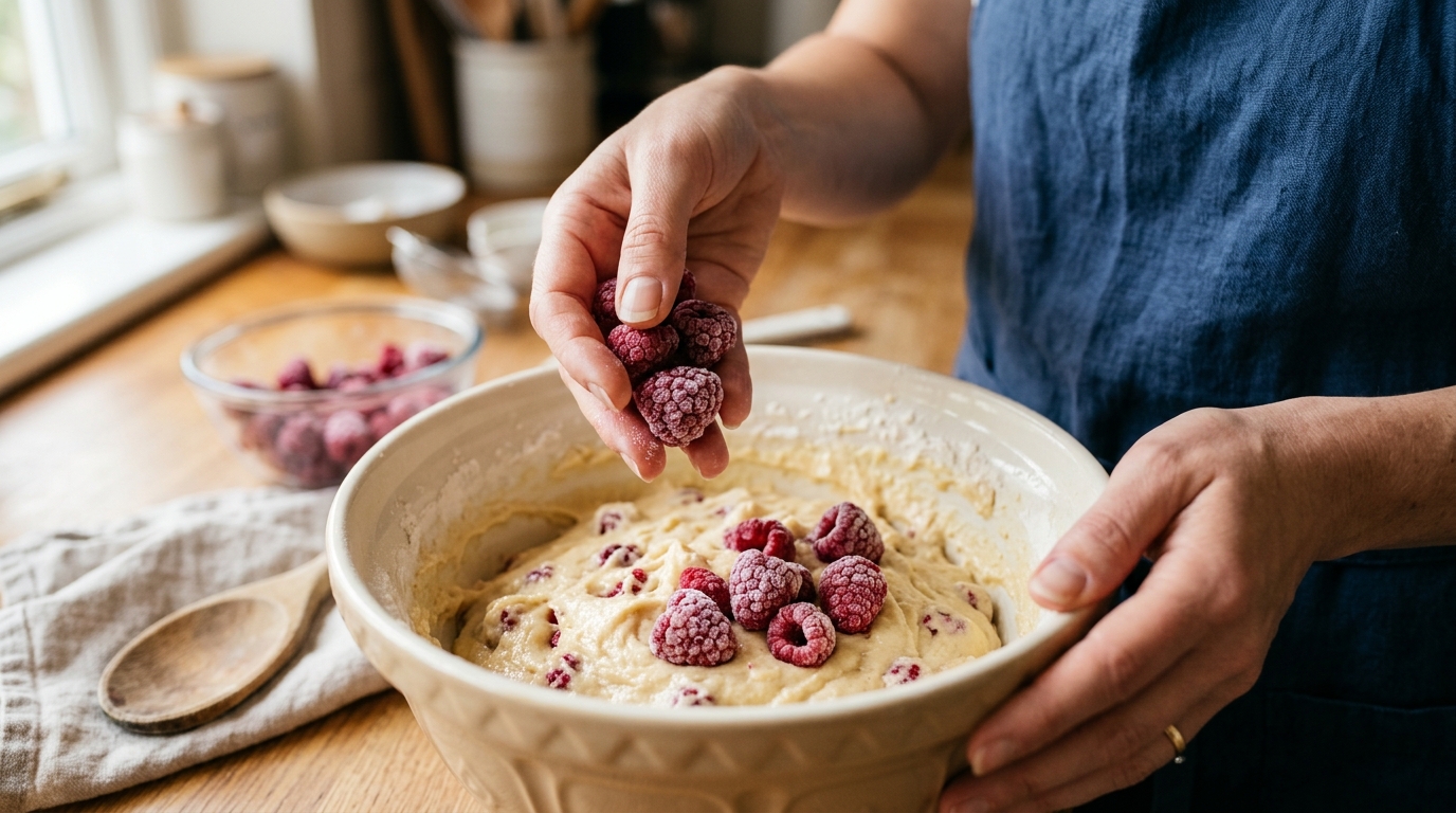J&rsquo;ai versé mes framboises surgelées dans un fond de gâteau sans réfléchir : à la découpe, la pâte était noyée