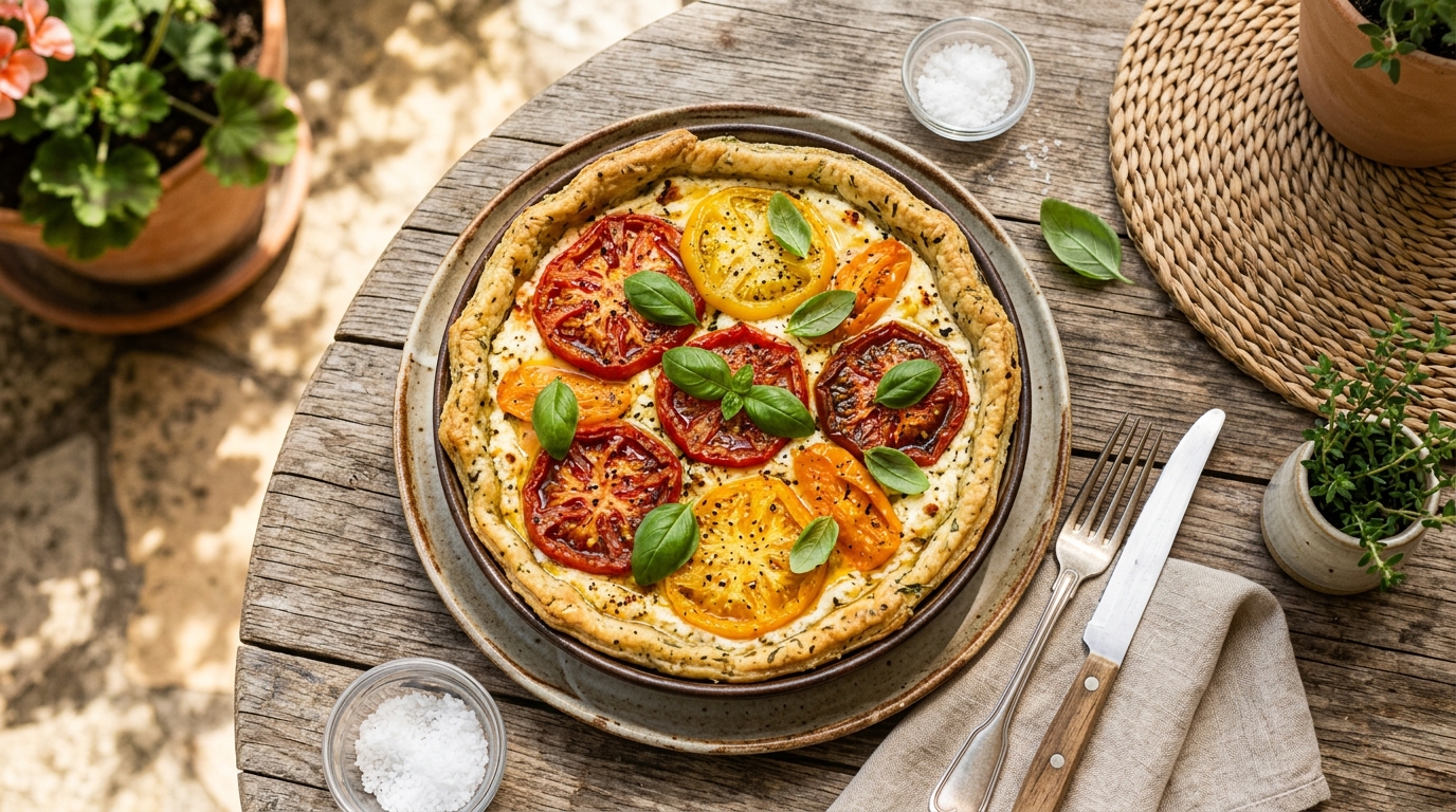 J&rsquo;ai versé un filet de miel sur mes tomates avant d&rsquo;enfourner la tarte : mes invités ont repris trois fois