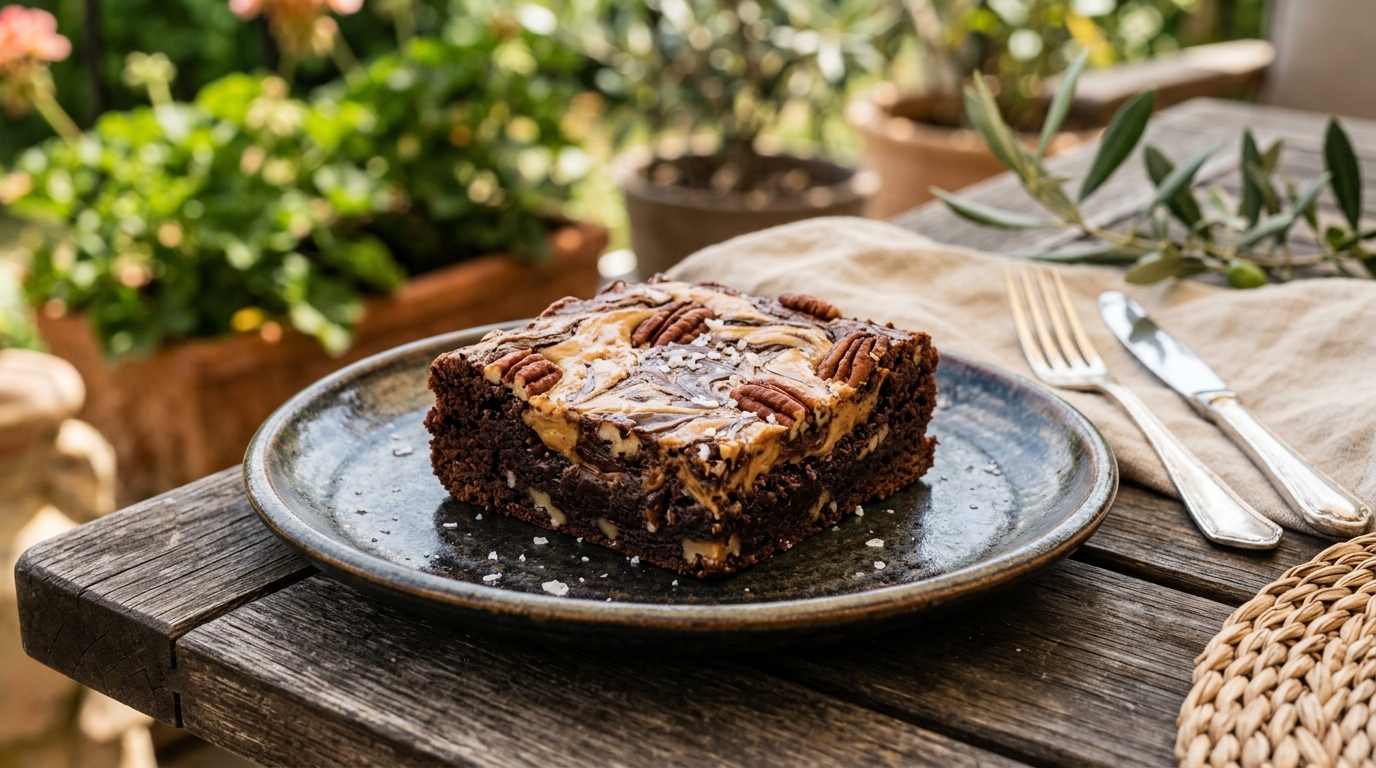 J’ai versé une cuillère de beurre de cacahuète sur ma pâte à brownie juste pour la déco : au démoulage, j’ai compris ce que je ratais depuis des années