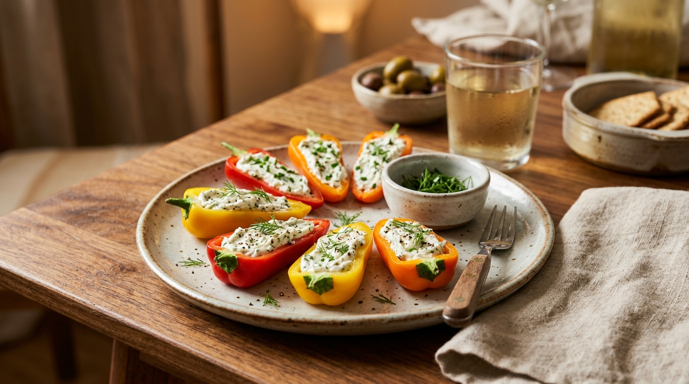 « Ils disparaissent avant même le premier verre » : mes mini poivrons farcis au fromage frais végétal pour les apéros de fin d&rsquo;été