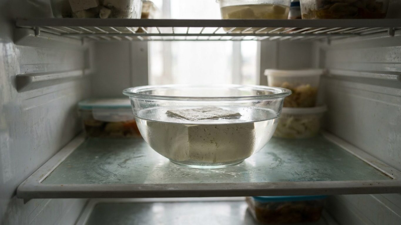 Mon voisin plonge son demi-bloc de tofu dans un bol d'eau froide chaque soir et ce n'est pas pour le rincer