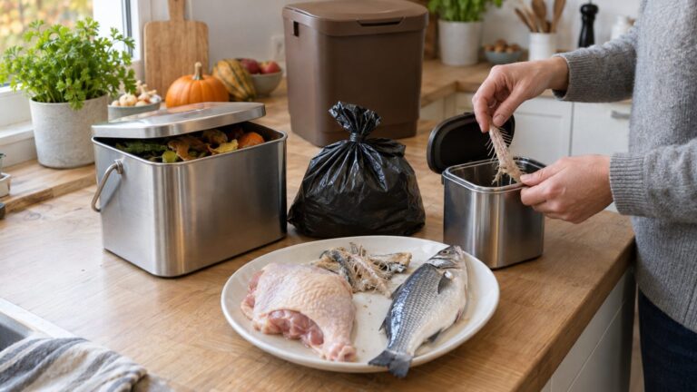 Déchets alimentaires : où jeter viande, os et poisson sans bac ?