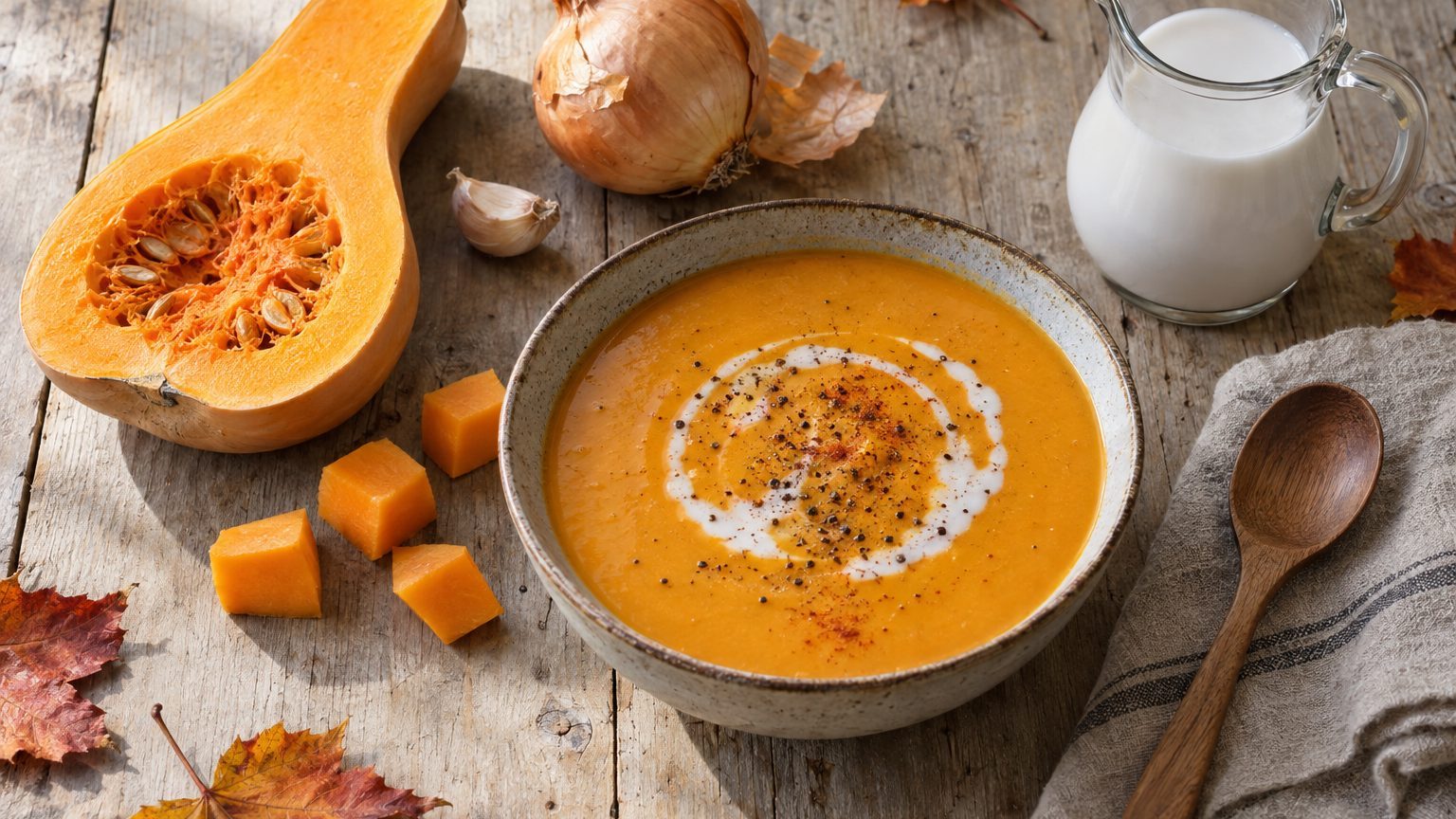 Velouté de butternut au lait de coco : recette facile